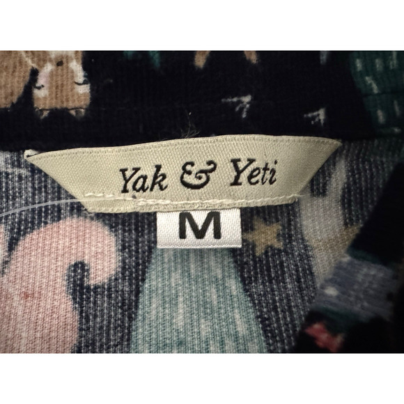 Yak & Yeti Shirt M/L Christmas Trees Animals Dark-Blue Cotton Corduroy Top NWT - Picture 8 of 12